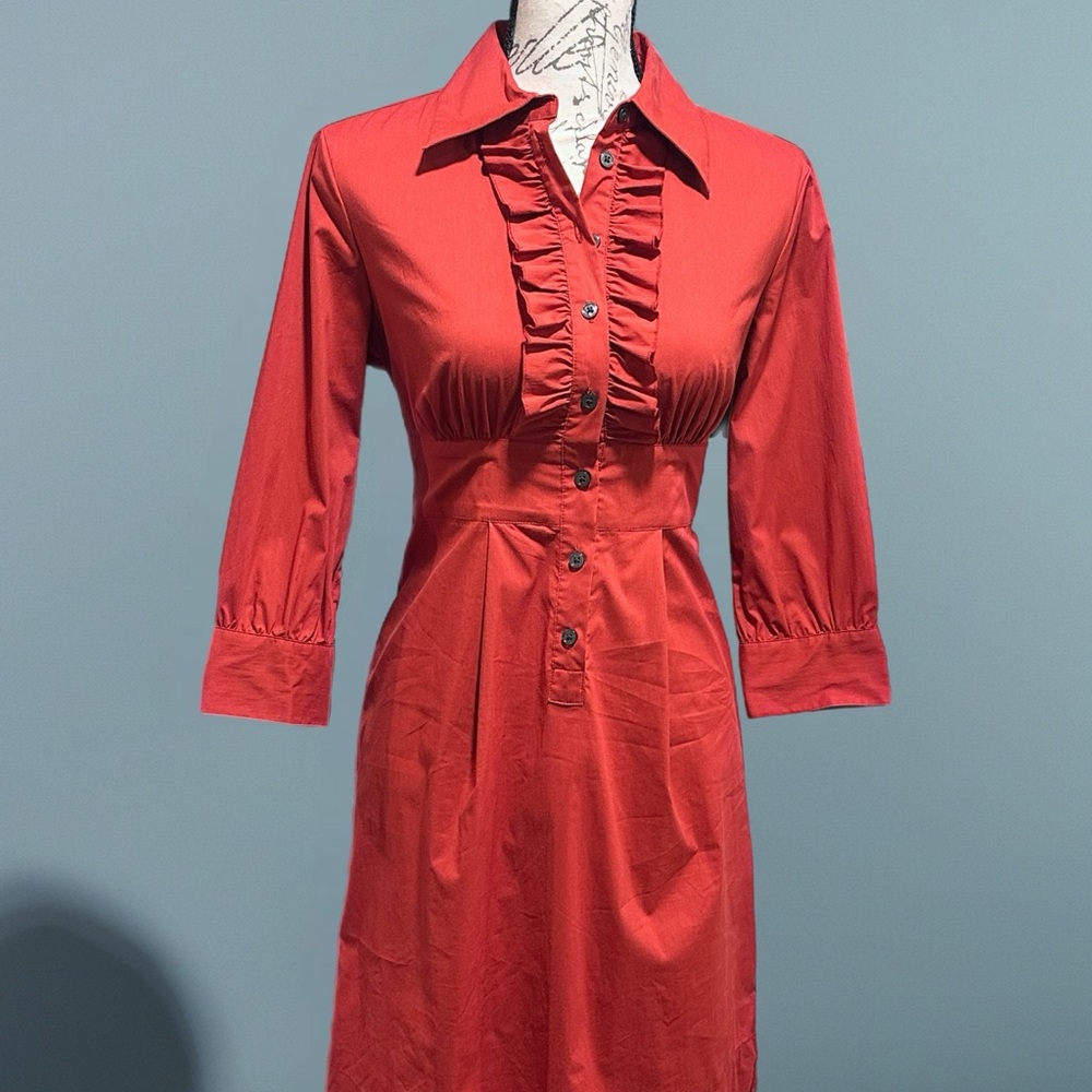 Banana Republic Ruffle Front Button Midi Dress NWT Sz 2